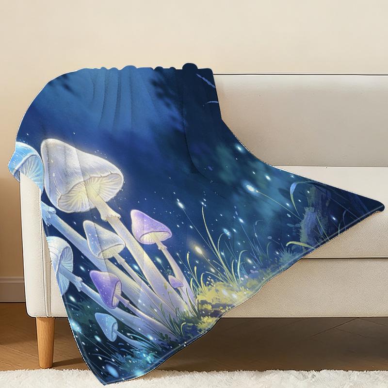 Dreamy Mushroom Series Flannel Blanket: High-Density Plush, Soft & Warm Cozy for Home, Ideal Decor for Halloween & Christmas