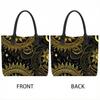 Boho Sun Moon Print Tote Bag Large Capacity Casual Shoulder Handbag for Daily Use