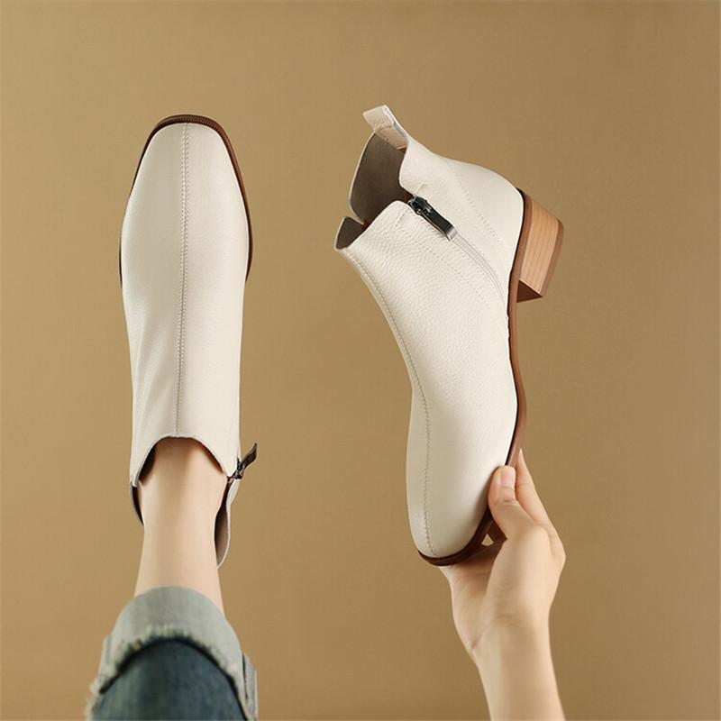 Módní podzimní dámské boty z pravé kůže, ležérní kotníkové boty pro ženy, módní boty, dámské boty na nízkém podpatku, kotníkové boty, dámské boty