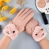 Cat Plus Fleece Ski Autumn And Winter Suede Women Gloves Korean Style Mittens  Gloves