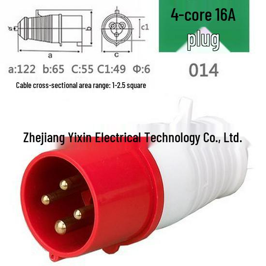 Solid Copper Waterproof Aviation Plug, 3/4/5 Pin, 16A/32A Connector