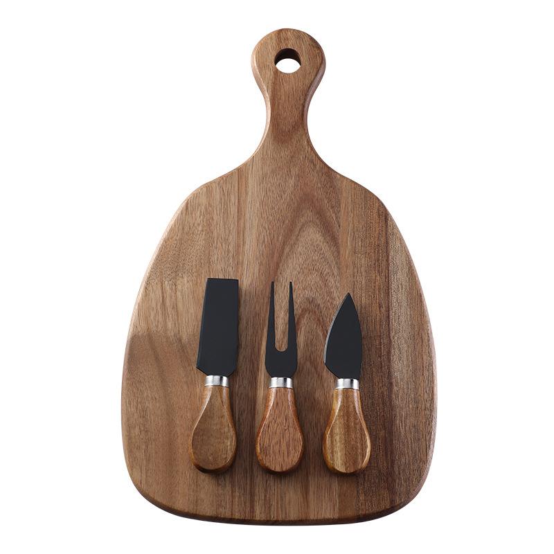 Acacia Wood Cutting Board Cutting Board Steak Western Fruit Chopping Board   Set Cheese Knife Three-piece Set