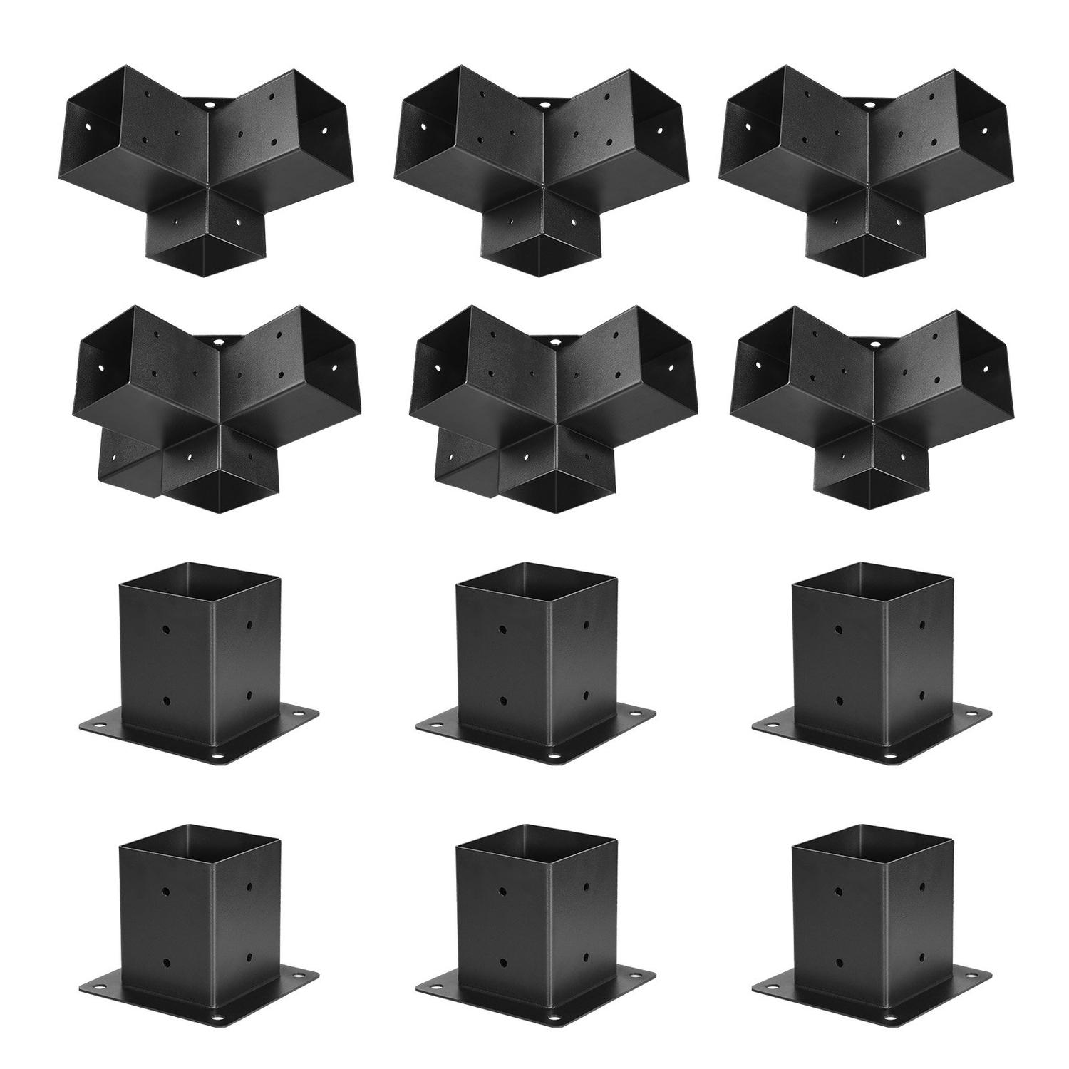 Kit Suporturi Pergola 10x10 cm Interior 8.9x8.9 cm Suporturi 3 și 4 Căi cu Baze