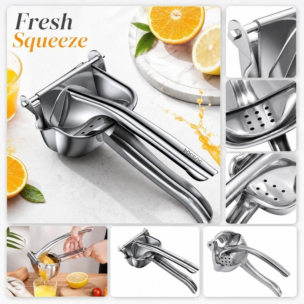 Stainless Manual Juicer, Hand Press Lemon Juicer for Orange , Easy Clean