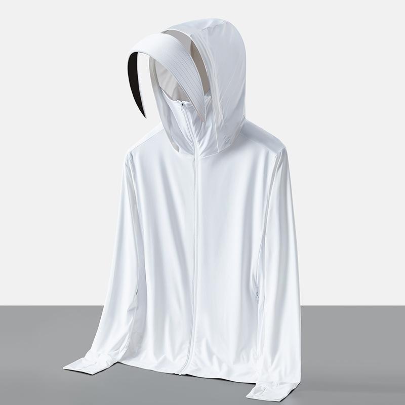 Original yarn ice silk sunscreen clothing for women upf10 + removable brim cool jacket UV protection cycling sunscreen clothing for men