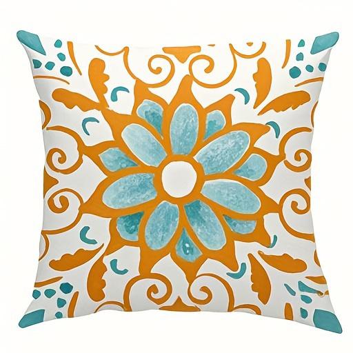 Colorful Floral Pattern Pillowcase ,Sofa Bedroom Cushion Cover, Single-sided Printing, Without Pillow Core
