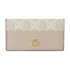 Gucci GG Marmont Logo Print Gold Hardware Leather and Canvas Wallet Mini Women's Beige and White