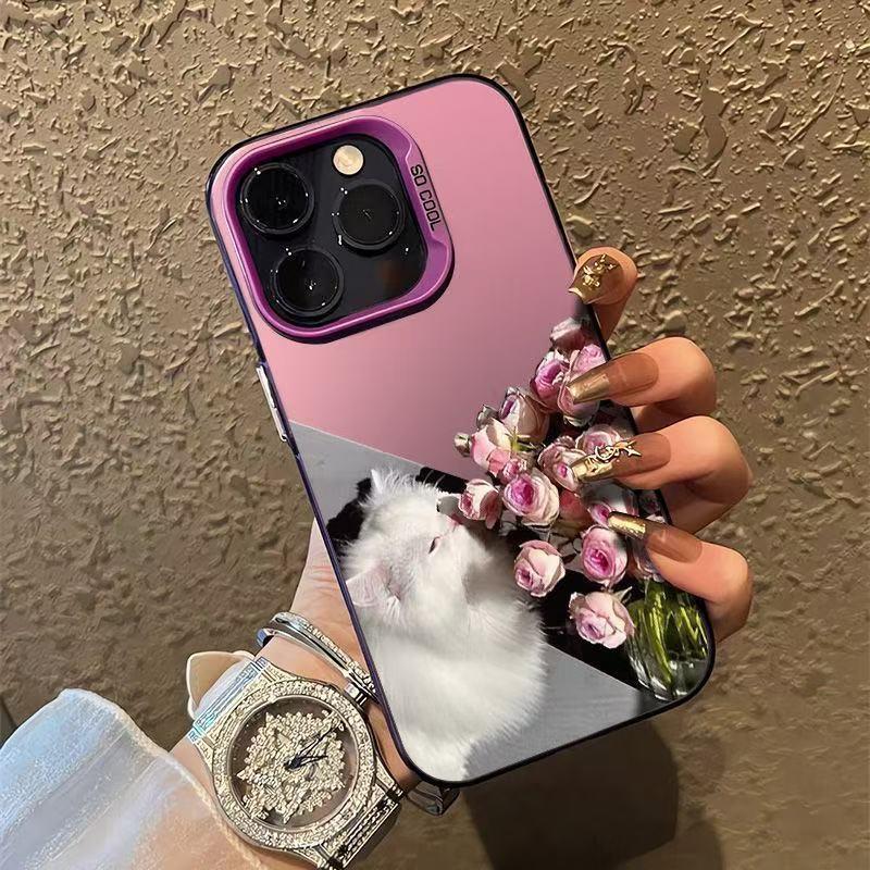 Rose Cat iPhone Case for Apple 17 Pro Max, Creative Cover for 16, 15, 14 Pro, 13 - Cute Design