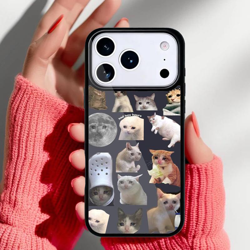 Crying Cat Memes And Dog Phone Case for iPhone 17 16 15 14 13 Pro Max Back Cover for 12 11 Pro Coque