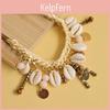 Bohemian Style Handwoven Shell Bead Bracelet With Dangle Tassels For Womens Travel Gift
