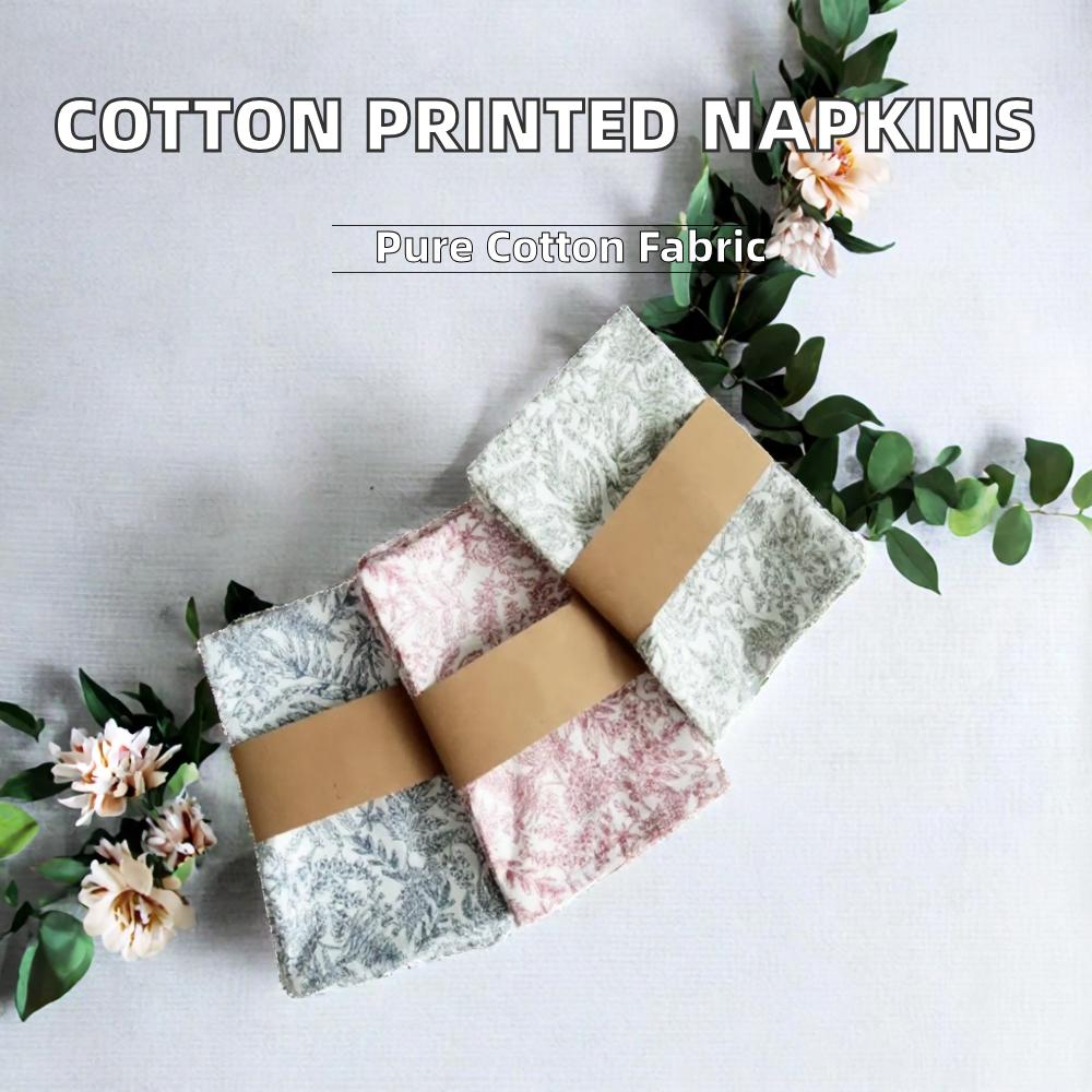 Printed Square Classic Reusable 100% Cotton Napkins & Accessories Premium Quality Fabric for Home Restaurants Weddings & Events