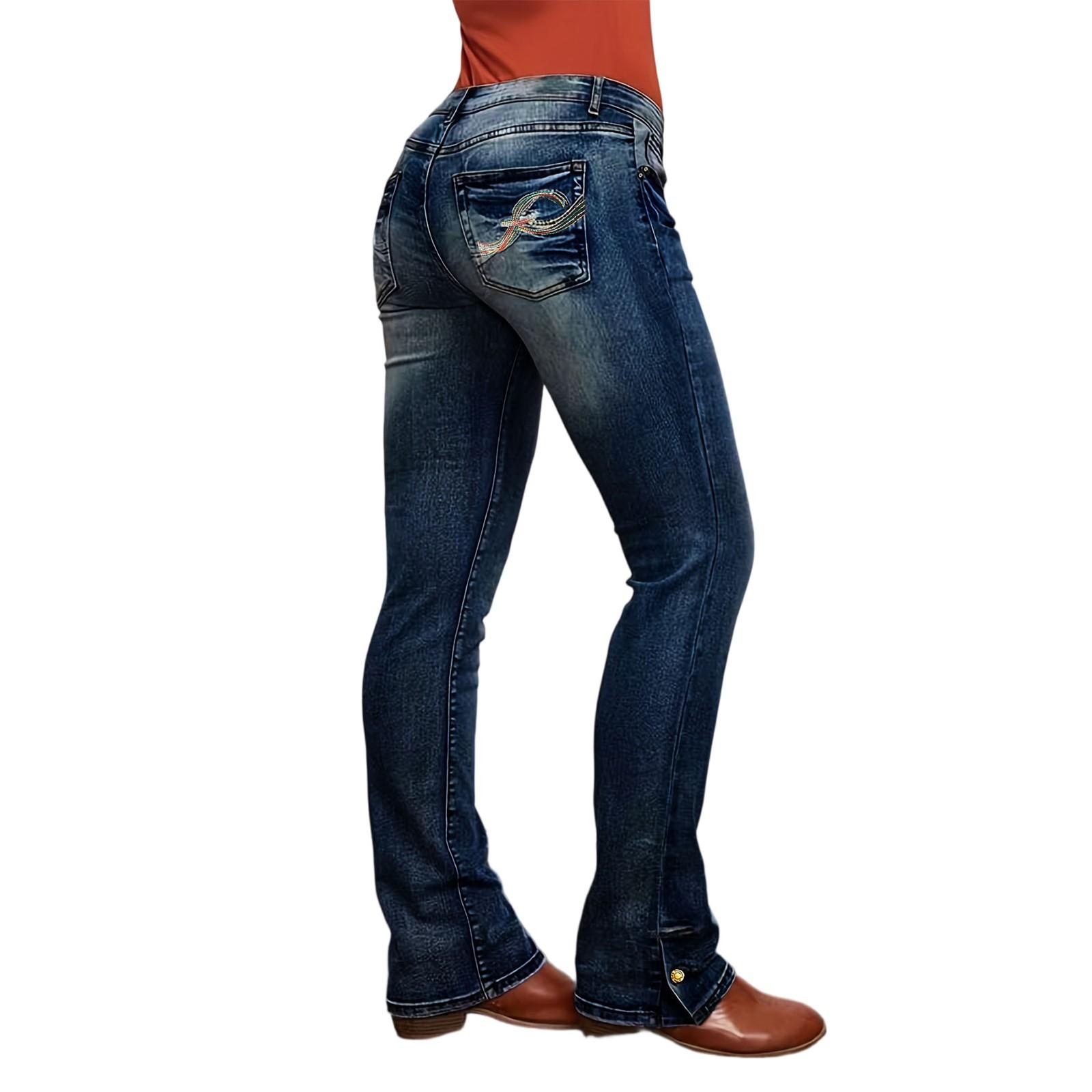 

Женские джинсовые классические универсальные модные брюки с высокой талией M темно-синий