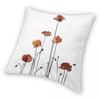 Poppies Nature Floral Square Pillowcase Polyester Linen Velvet Printed Zip Decor Car Cushion Case 18"