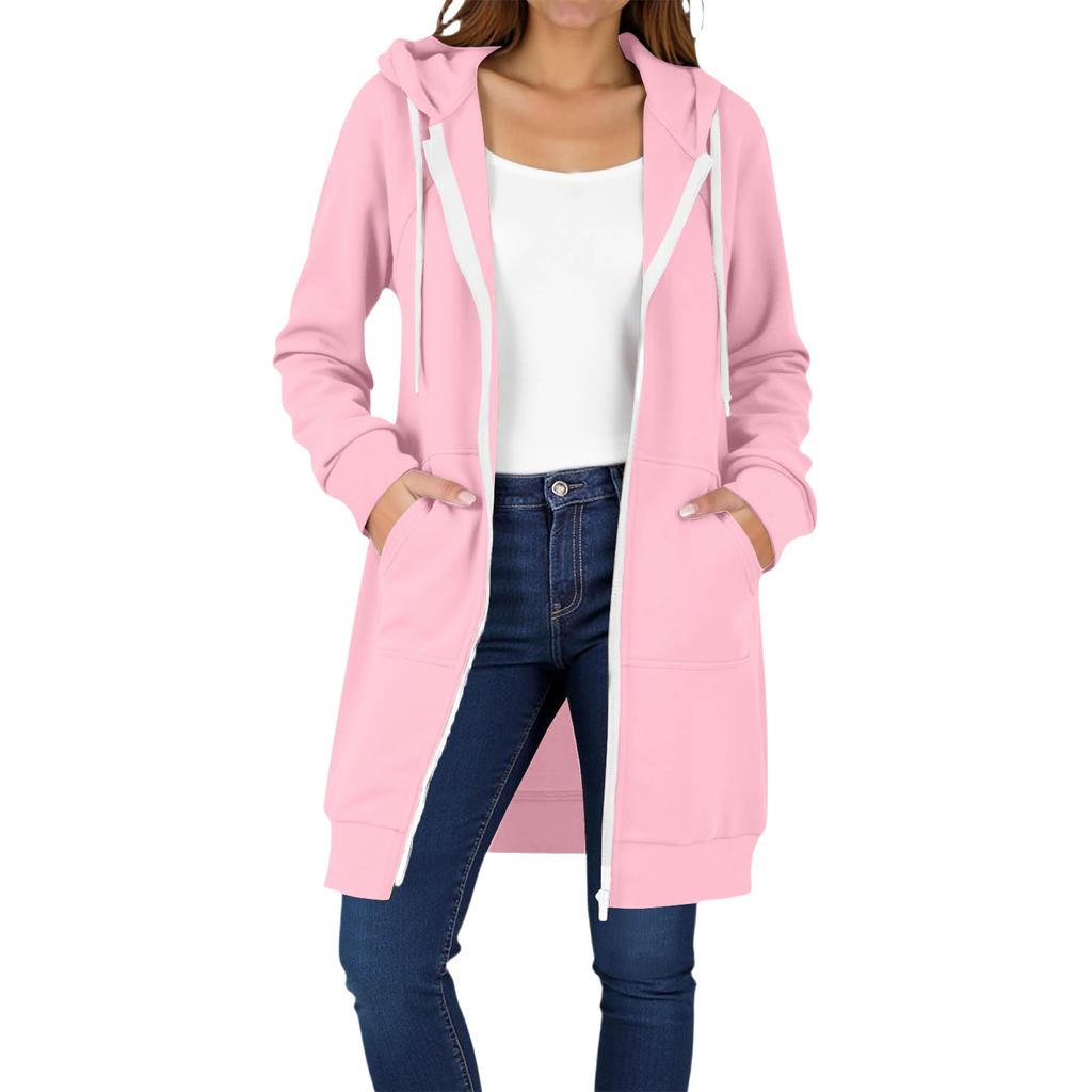 Women's Fashion Raglan Sleeve Long-Sleeve Casual Jacket With Zipper Hoodie