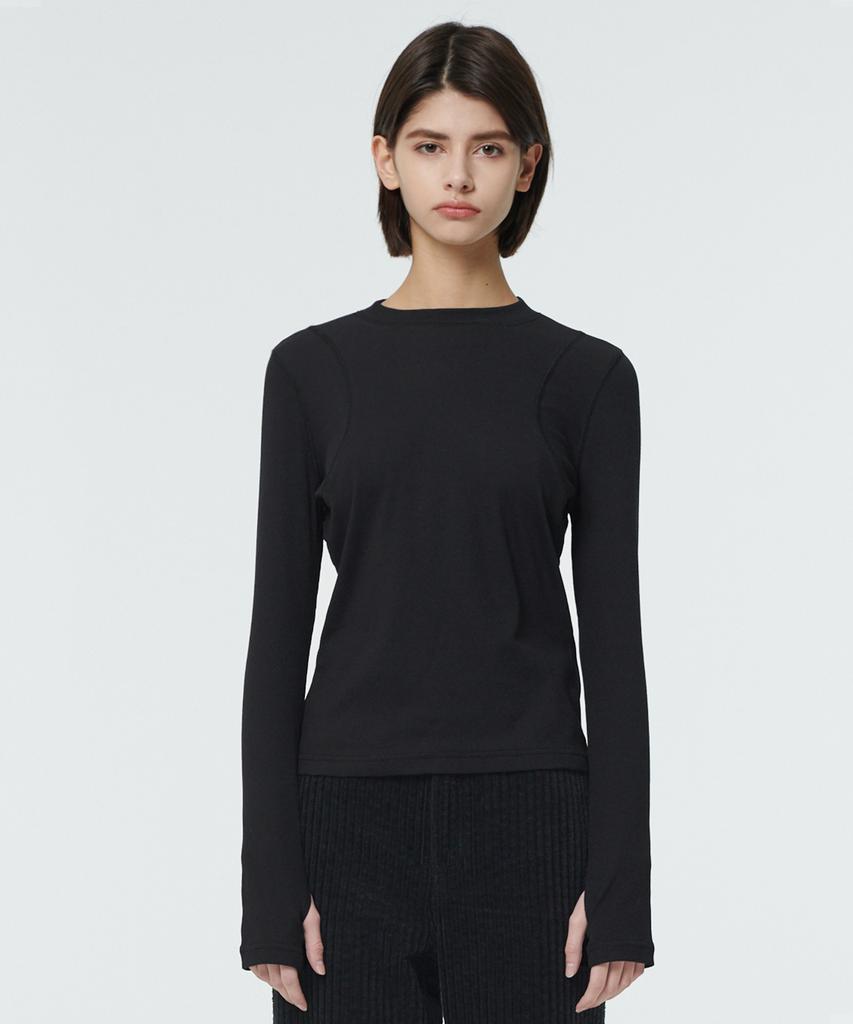 Aussel Cover Stitch T-Shirt Black