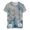 Women's Summer Flower Print Round Neck Short Sleeve T-shirt Top