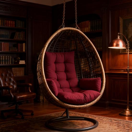 Waterproof Egg Chair Cushion Thicken Patio Hanging Basket Chair Cushion Egg Chair Cushion with Armrests for Indoor Outdoor Basket Swing