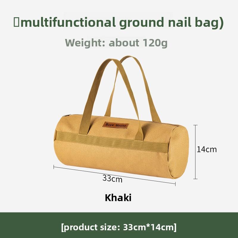 Outdoor Camping Cylindrical Large Capacity Canvas Storage And Organizing Bag Tent Accessories Ground Nail Wind Rope Storage Bag