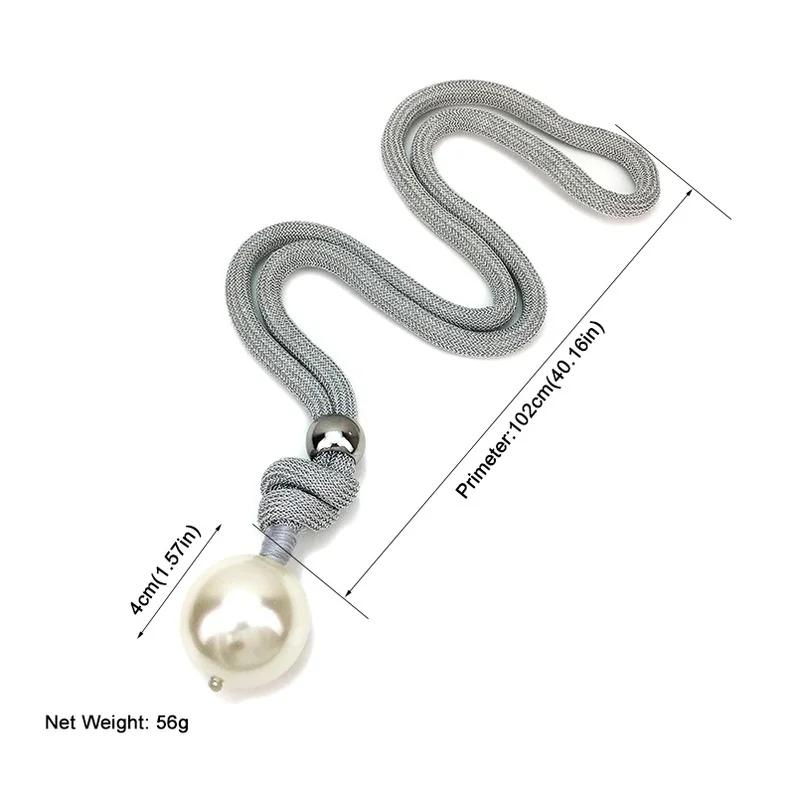 Womens Large Imitation Pearl Choker Necklace Fashion Thick Rope Adjustable Pendant Necklace Jewelry Gift