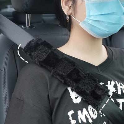 Easy To Install Universal Seatbelt Cover Grid Pattern Design Harness Cushion Soft Durable Auto Shoulder Strap Protector Pad