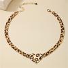 Leopard Heart Pendant Necklace Trendy Women Accessory Alloy Texture Chain Jewelry for Casual and Special Occasion