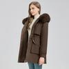 New Women's Cotton-padded Coat Medium and Long Hooded Removable Fur Collar Versatile Fashion Coat