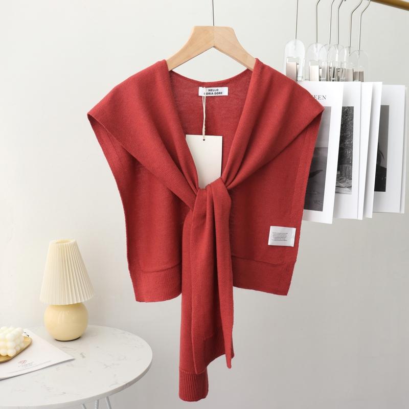 Korean Summer Air Conditioning Fake Collar Neck Guard Scarf Female Knit Thin Autumn Knotted Cape Sunscreen Shawl For Women