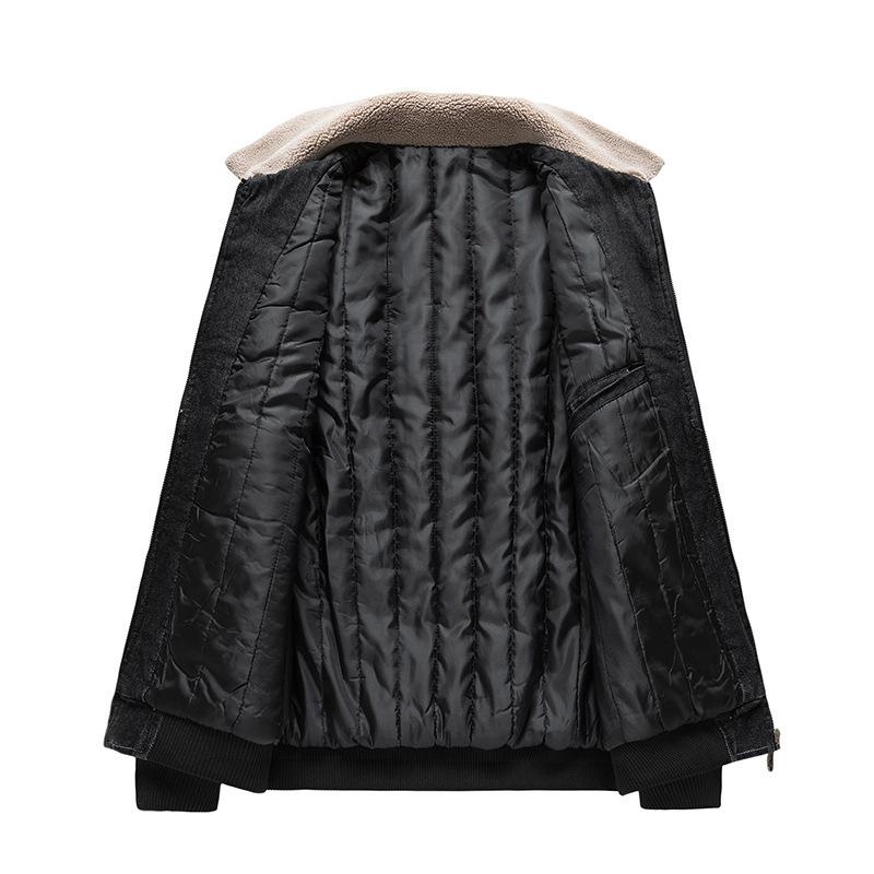 Men's Autumn and Winter Korean Version with Cashmere Denim Thickened Thermal Jacket Trend Winter Clothing