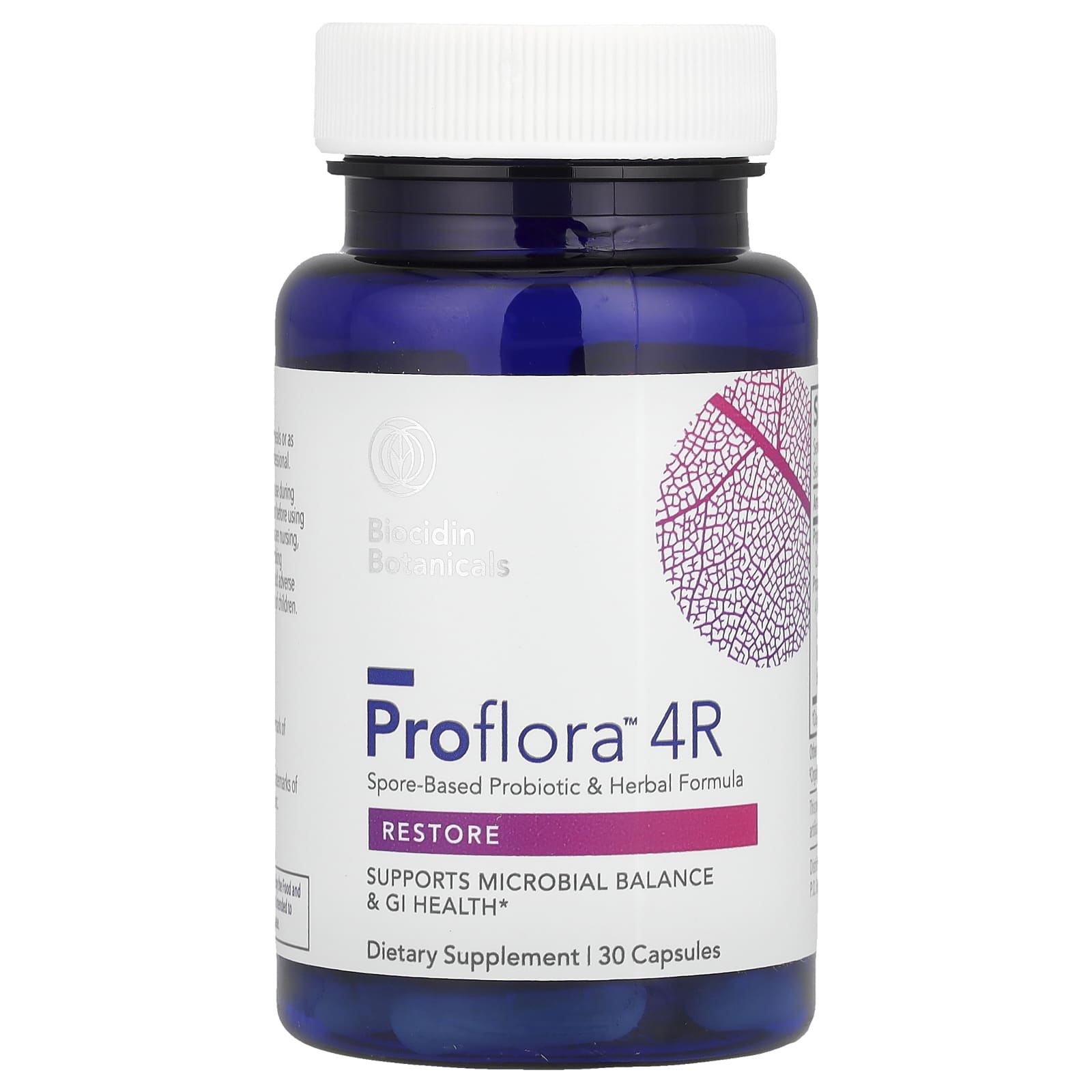 

Biocidin Botanicals, Proflora™ 4R, пробіотик і рослинна формула на основі спор, 30 капсул