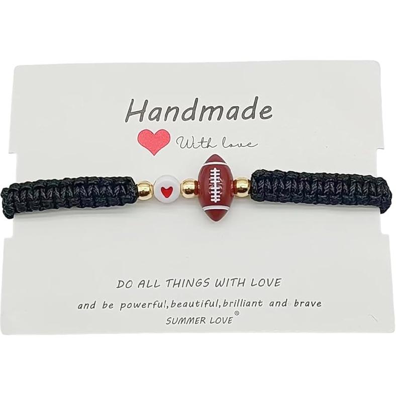 DATOA Handmade Volleyball Tennis Football Bracelet Sport Fans Gifts for Men Women Adjustable Knot Basketball Rugby Soccer Baseball Bracelets