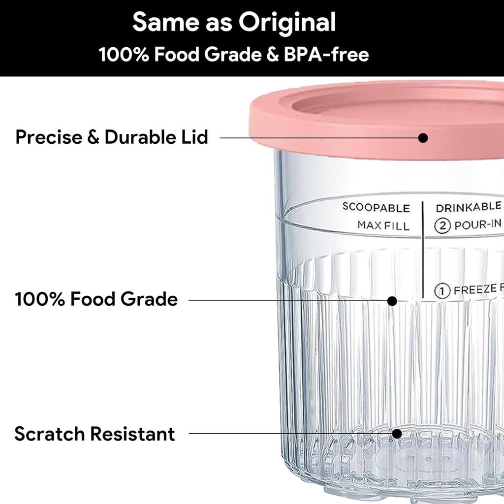 Ice Cream Pints Cup Ice Cream Containers with Lids&Spoon Suitable for NC500 NC501 Series Leak Proof Kitchen Accessories
