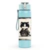 1PC Cat Sketch Black White Art Print 750ml Color Plastic Sports Water Bottle Leakproof Flip Straw Lid Suitable for Sports Office Home Use