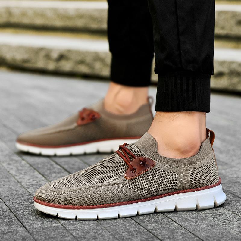 Large size spring and autumn new British style casual shoes breathable sports shoes fly-woven mesh shoes