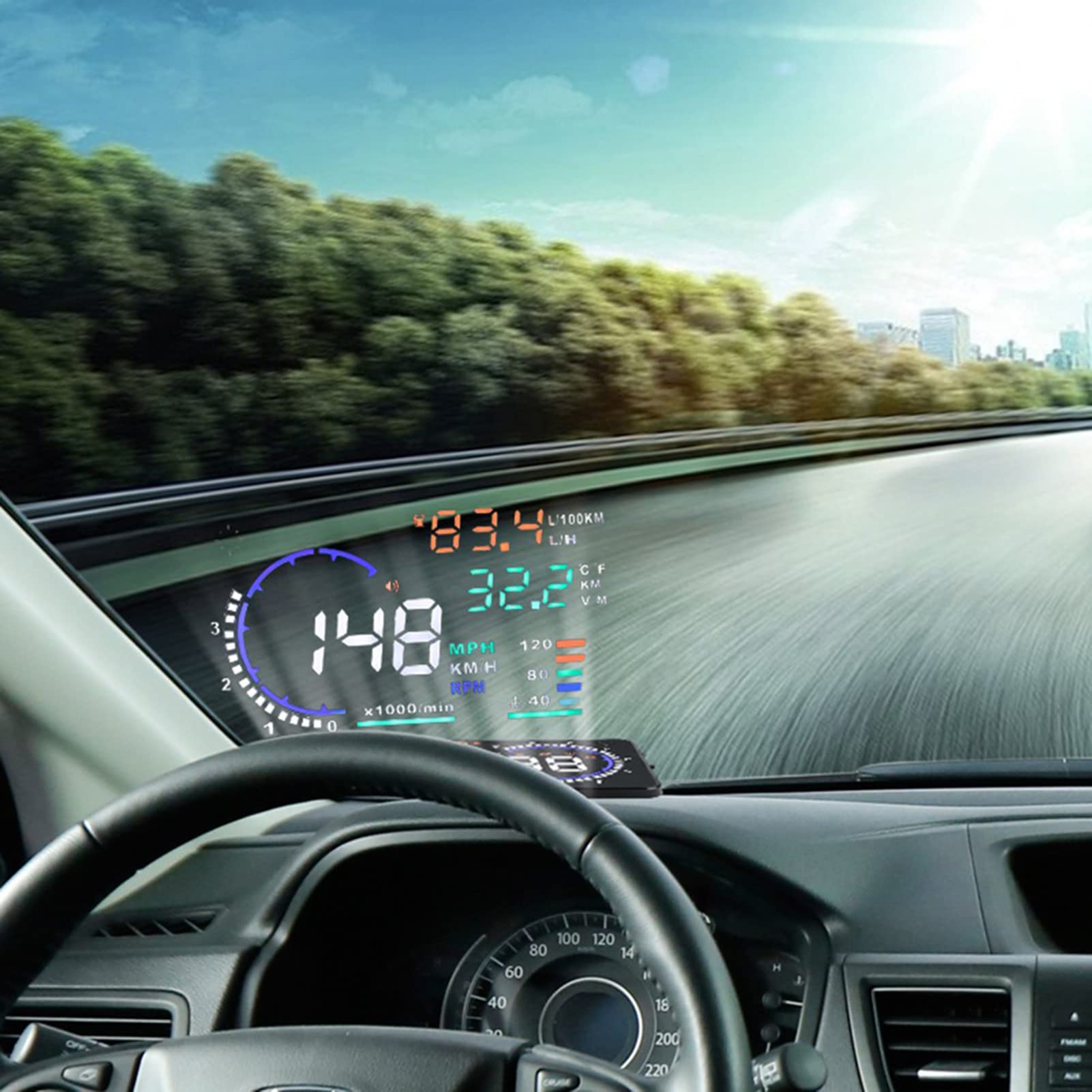 

5.5 Car HUD Head Up Display A8 OBD II Automatic Speedometer Shows Driving Speed normal