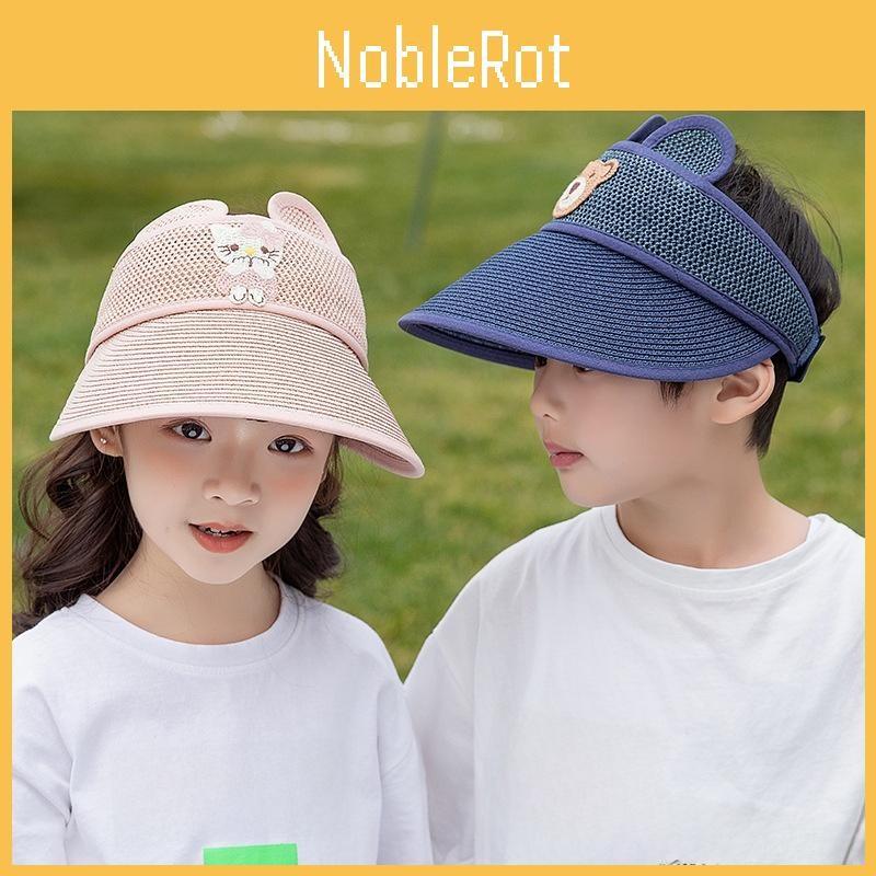 Kid Breathable Summer Sun Hat Wide Brim Cartoon Bear Sunshade Outdoor Activities