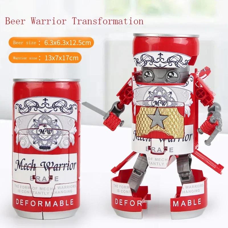 Beer Deformed Robot Action Figure Cartoon Deformation Robot Creative Warrior Model Deformation Educational Toys