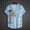 Cartoon Leopard Grafik Herren Kurzarm Hemd mit Kragen Oberteile Unisex Rosa Knopfleiste Hawaiian Hemden Sommer Täglich Damen Blusen