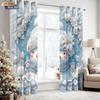 2Pcs Imitation Relief Christmas Snowman Print Blackout Curtain Multi Size Living Room Insulation Decoration Machine Washable