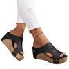 Fashion slope heel fish mouth cool slippers women's summer new rivet muffin thick-soled high-heeled slippers