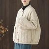 Cotton and Linen Women's Quilted Jacket Spring Autumn Retro Chinese Style Short Thick Casual Padded Coat Top