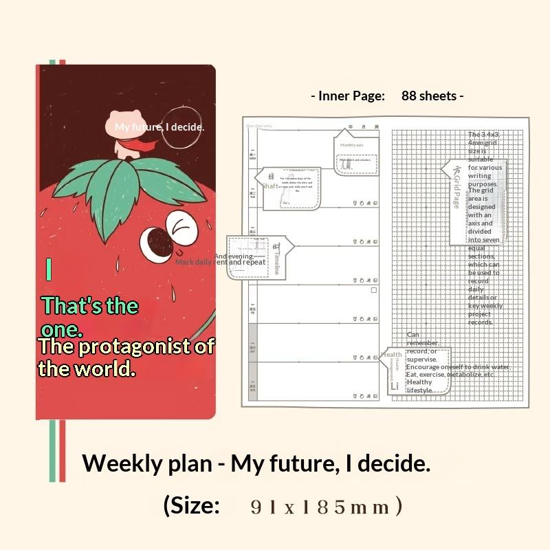 Kinbor Artist Illustrated Weekly Planner Mini Self-Date Organizer Notebook Daily Plan Journal for Work/Travel/Study Kawaii Gifts