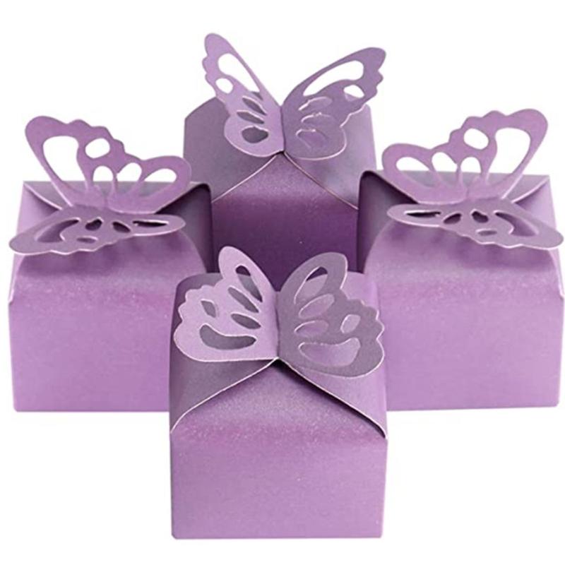 100pcs Butterfly Parties and Weddings Favors Boxes Butterfly Confectionery Boxes for Birthday Party and Wedding