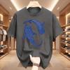 Men'S Print T-Shirt  Double Whale Totem Print Blue And White Contrast Design Casual Breathable