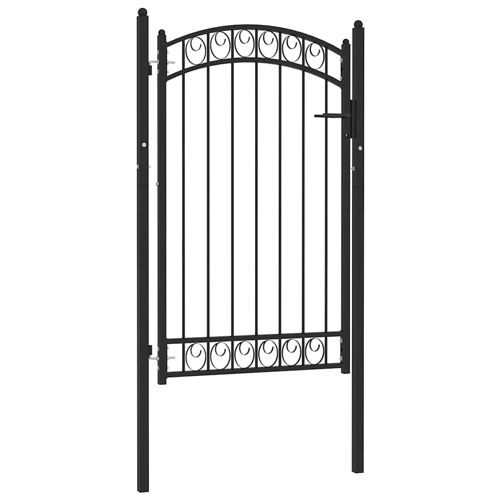 Garden Gate EMMEN with Arched Top Steel 100 X 106 Cm Black