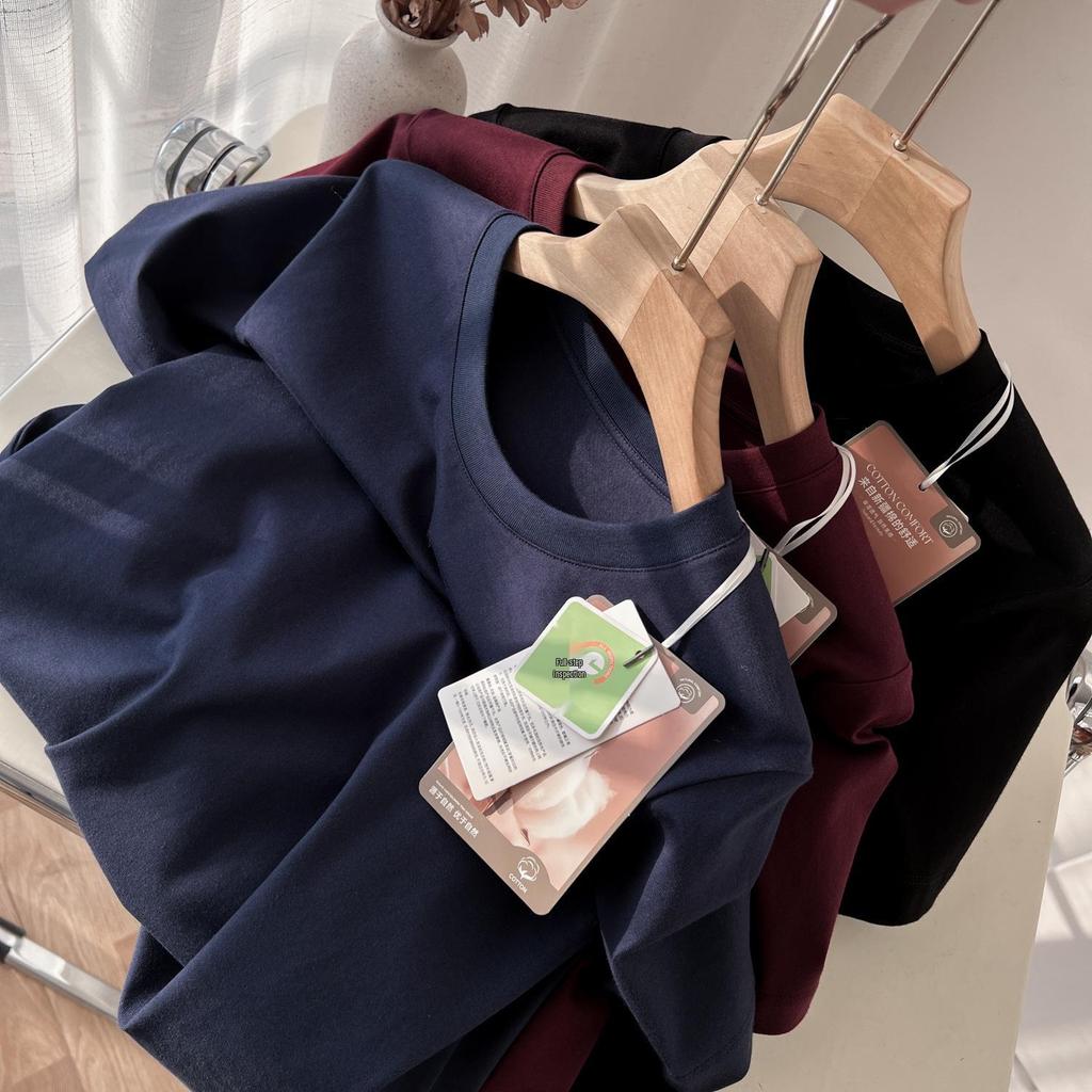 Women's Summer Loose-Fit Short Sleeve Round Neck T-Shirt - High Twist, Long-Staple Cotton, Wrinkle-Resistant.