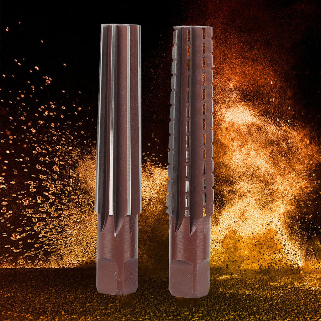 2PCS grobe feine Morsekegel Reibahle Handreibahle aus Hartstahl mit geradem Schaft(MT4# )