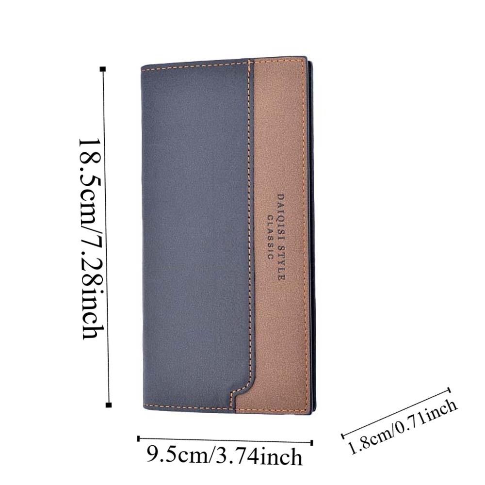 PVC Men Business Wallet Anti-lost Contrast Color PU Purse Clutch Bag Long Suit Wallet  Daily