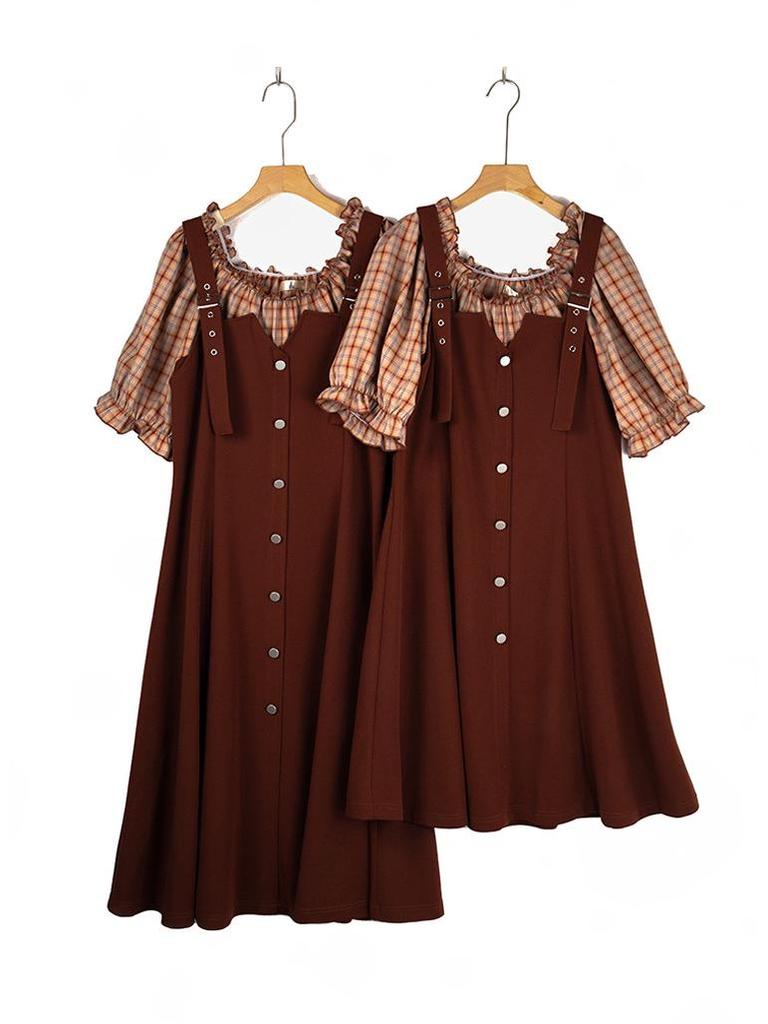 Double Heaven 2024 Summer Plus Size Retro Two-Piece Waist-Slimming Dress L239AB