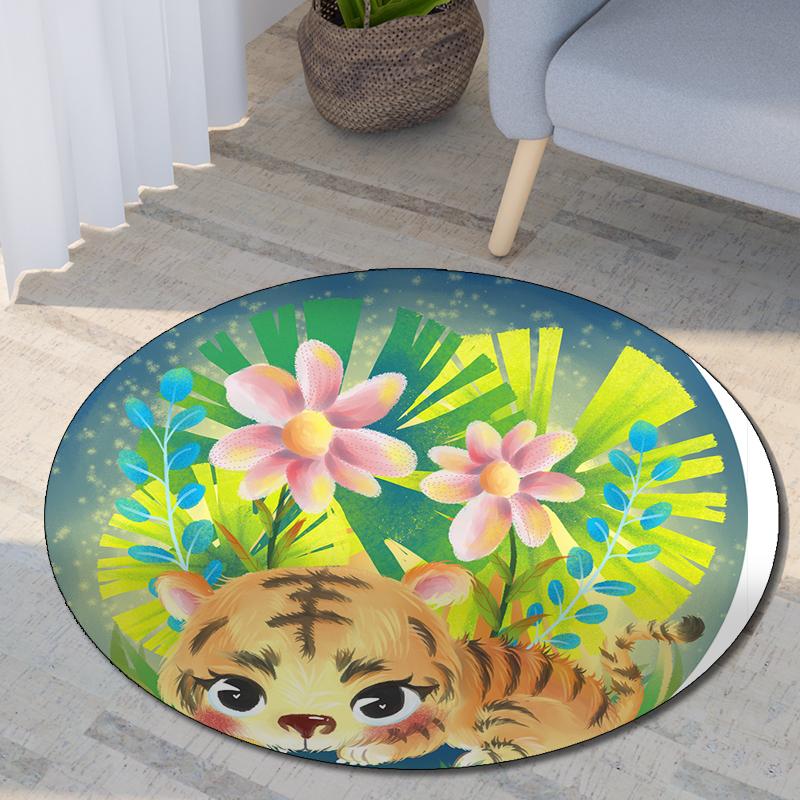 

Круглый ковер с принтом двенадцати китайских знаков зодиака, детский коврик для гостиной, напольный коврик для спальни, нескользящий коврик, подарок на Новый год 40cm