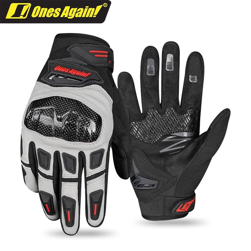 Carbon Fiber Reinforced Goat Leather Motorcycle Racing Gloves Men Breathable Anti-Slip Impact Protection